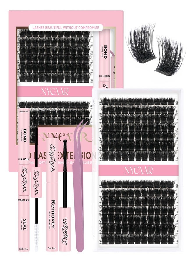 NYCAAR Lash Clusters 3D Effect Individual Lashes Kit NYCAAR 154pcs 200D D Curl 9-16MIX Eyelash Clusters Wispy Lashes Fluffy Cluster Lashes Kit with Lash Glue Remover Applicator Easy to Use for Beginners - Image 1